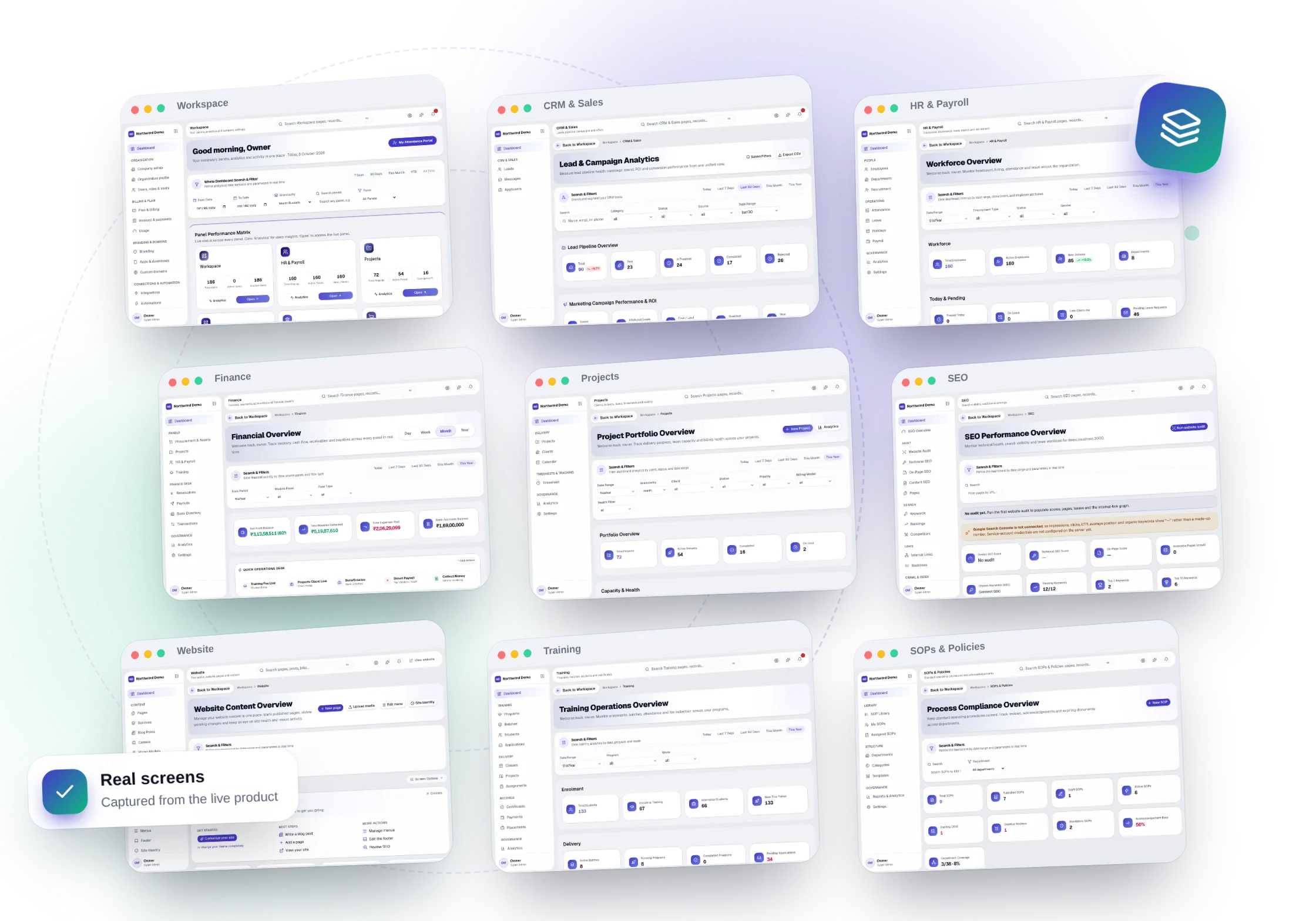 Workspace — the real product, on its own artwork