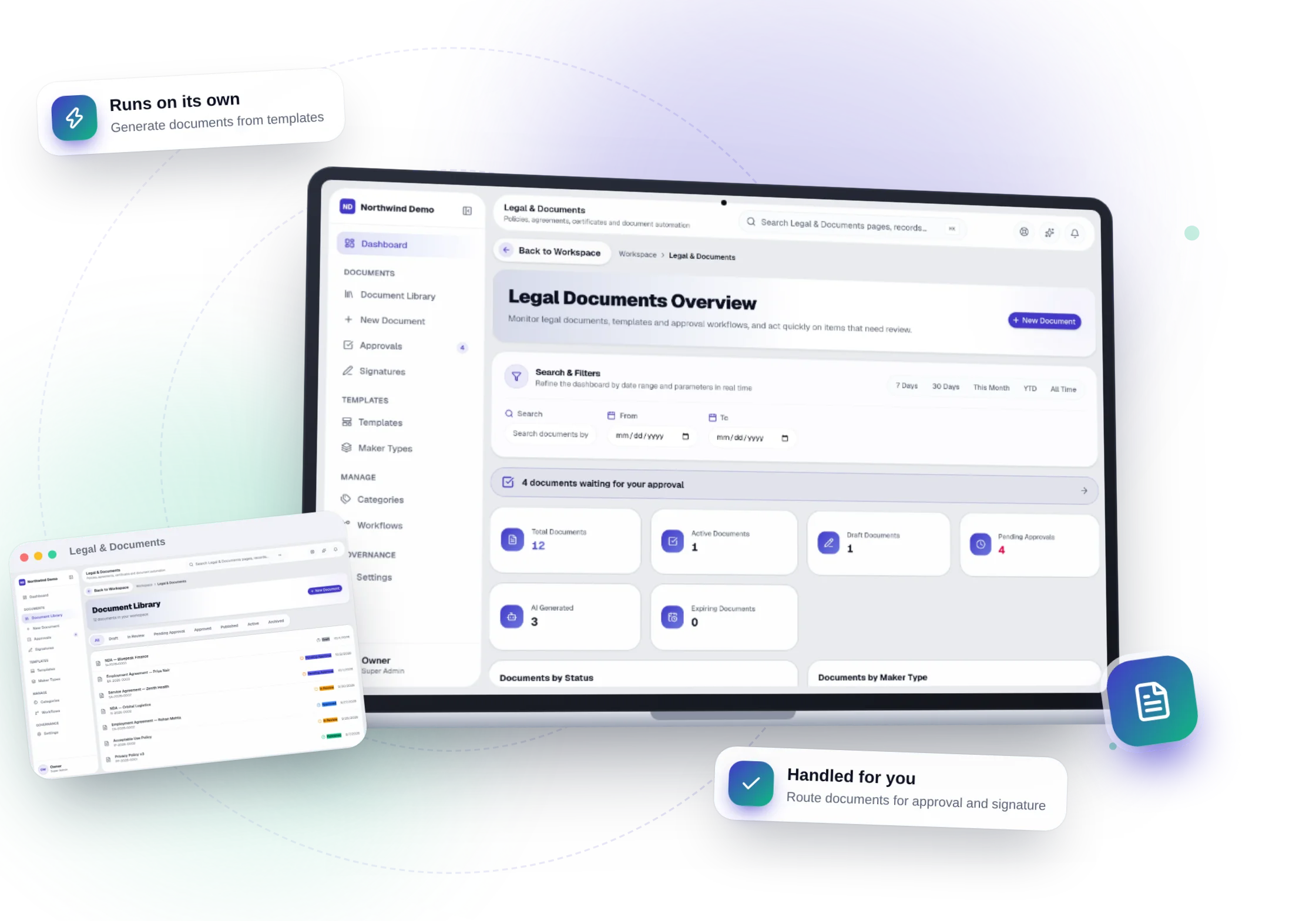 Legal & Documents — the real product, on its own artwork