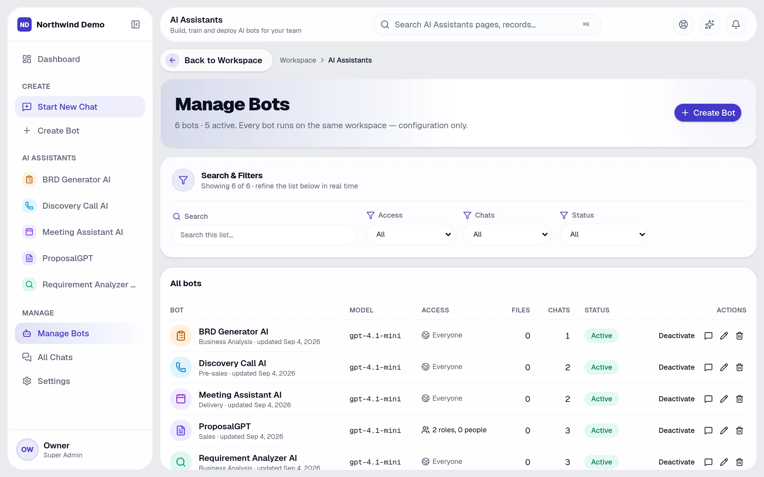AI assistants — real screen of the product on a laptop