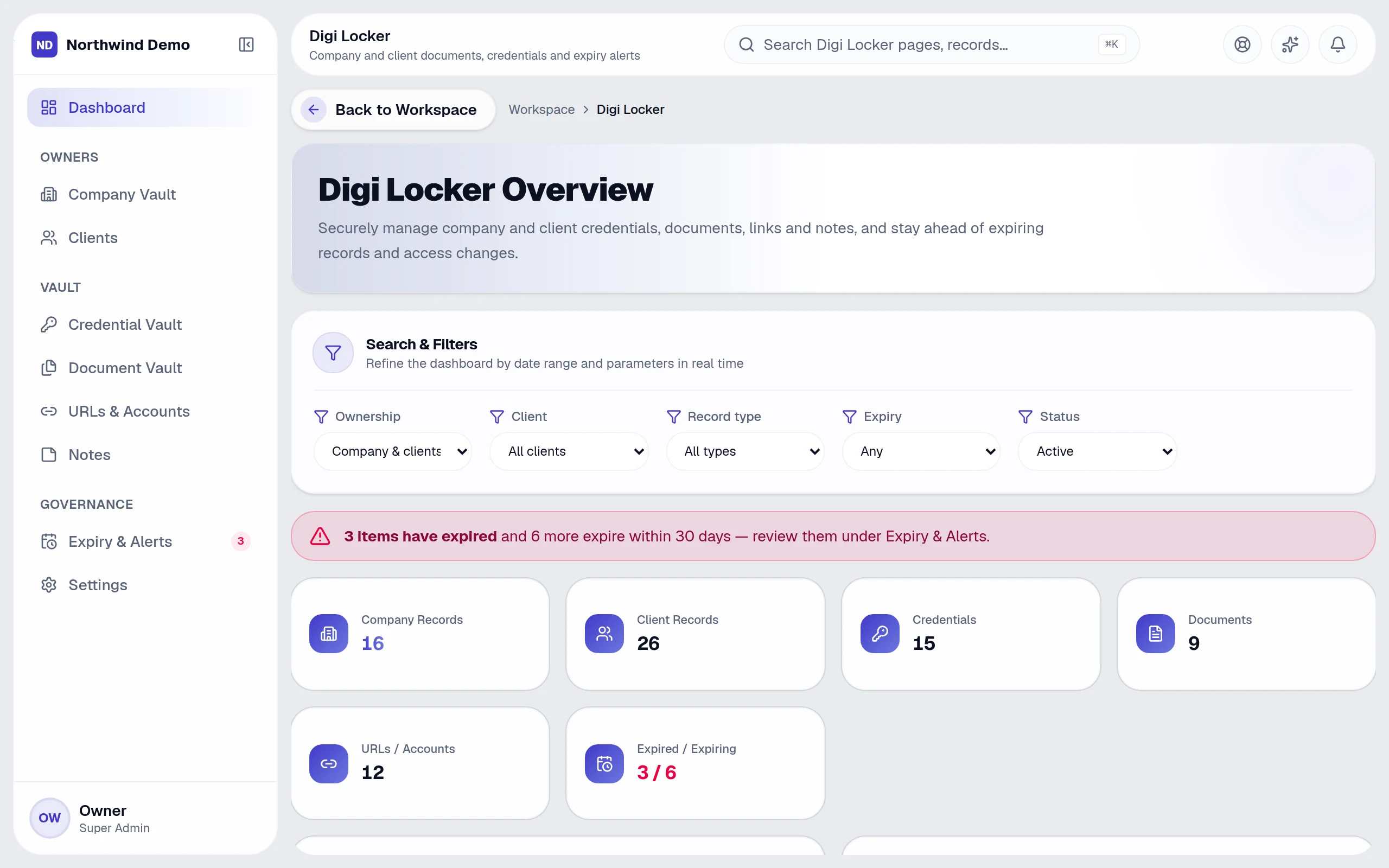 Digi Locker — real screen of the product on a laptop